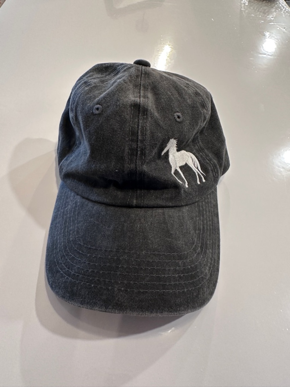 Embroidered Equestrian Horse Baseball Cap in Charcoal Riders Hat - Picture 3 of 4